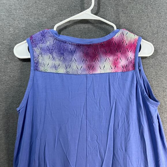 LOGO by Lori Goldstein Dress with Tie-Dye Hem Gemstone Blue Petite Small - Picture 11 of 11